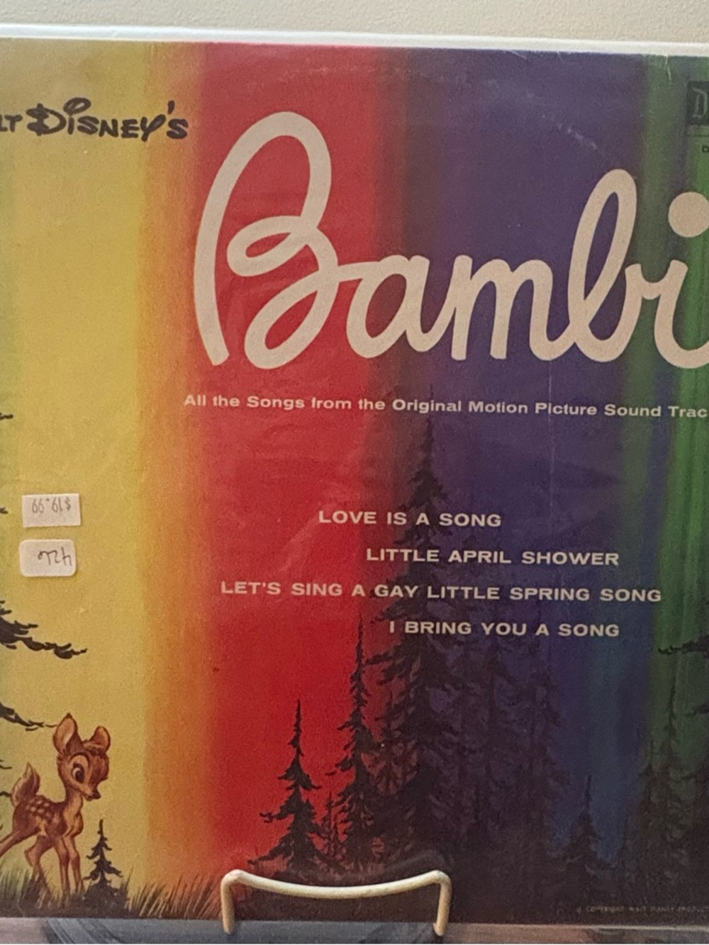 Disney Bambi Vinyl Record - Rainbow Yellow Red Purple Green